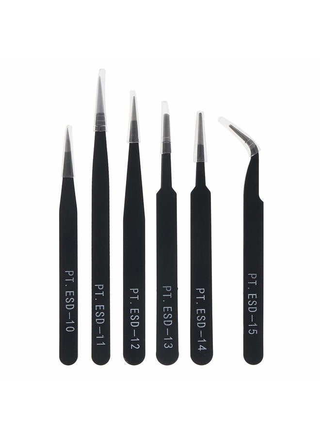 OriGlam 6PCS Precision Tweezers Set, ESD Tweezers Set, Anti-Static Stainless Steel Tweezers, Non-magnetic Curved Tweezers Set, Electronics Tweezers Kit for Jewelry, Craft, Electronics - Image 3