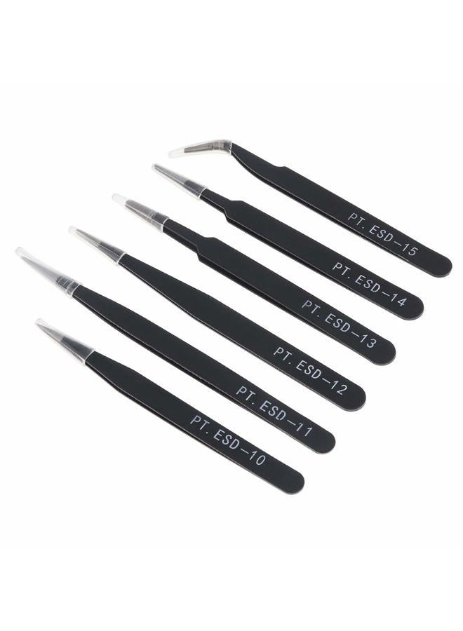 OriGlam 6PCS Precision Tweezers Set, ESD Tweezers Set, Anti-Static Stainless Steel Tweezers, Non-magnetic Curved Tweezers Set, Electronics Tweezers Kit for Jewelry, Craft, Electronics - Image 2