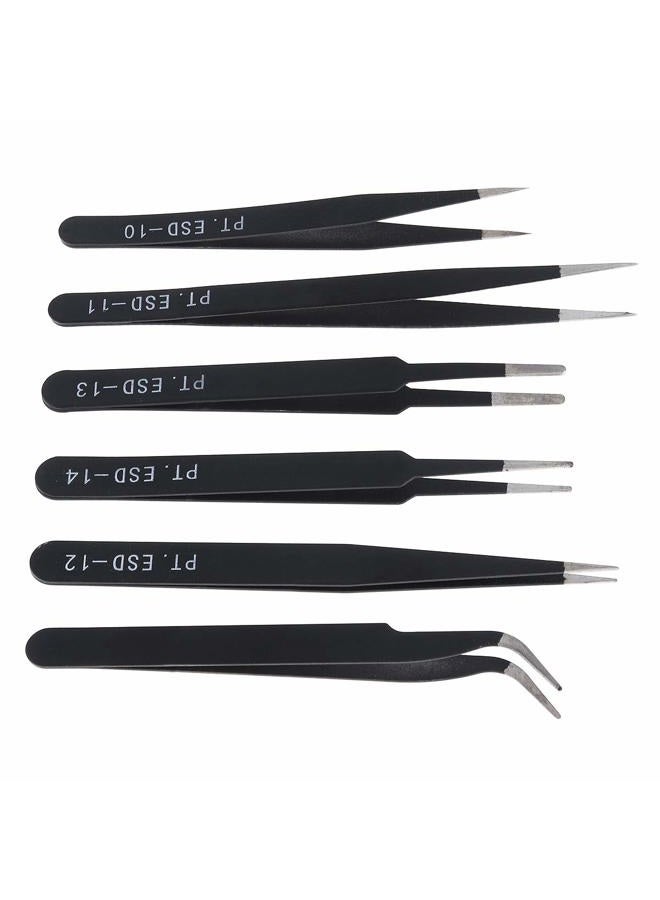 OriGlam 6PCS Precision Tweezers Set, ESD Tweezers Set, Anti-Static Stainless Steel Tweezers, Non-magnetic Curved Tweezers Set, Electronics Tweezers Kit for Jewelry, Craft, Electronics - Image 1