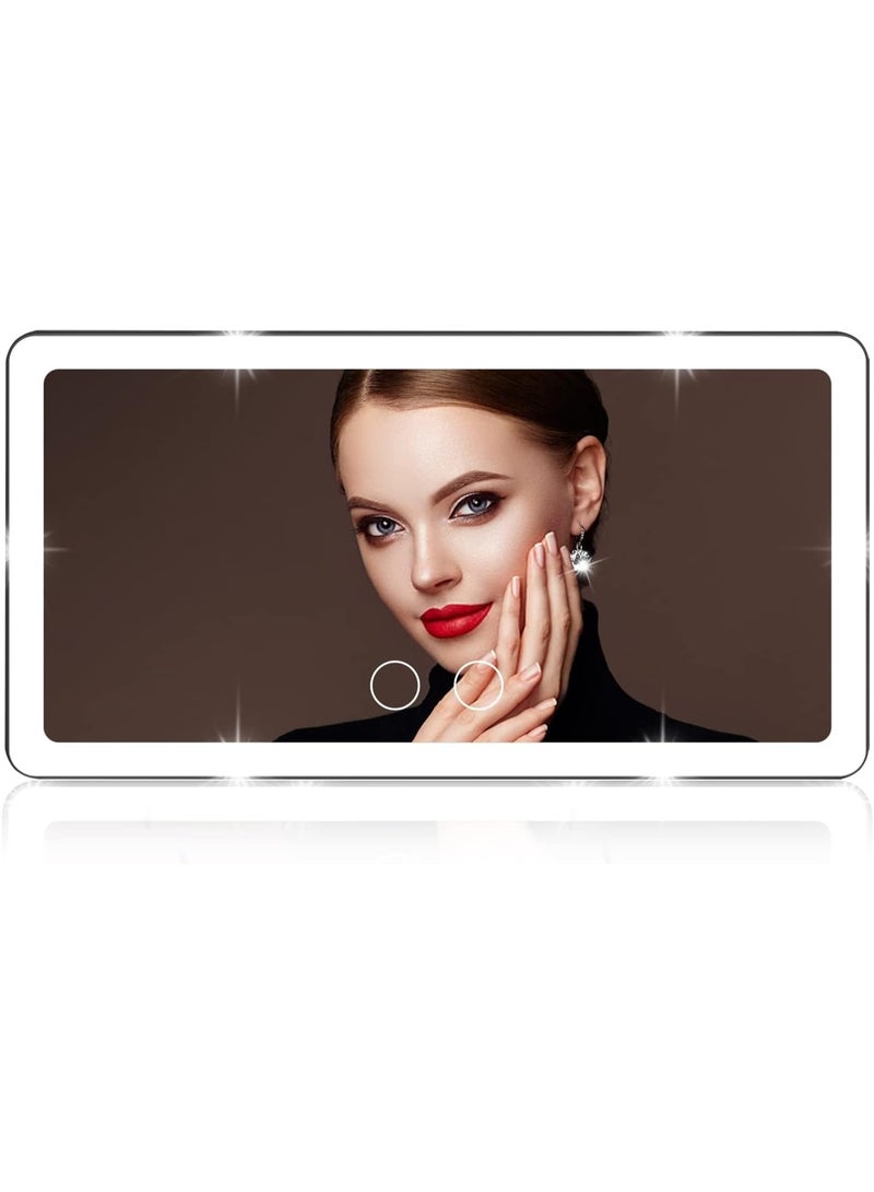 SHENGHUI Car Makeup Mirror, Universal Car Visor Mirror with Dimmable Bicolor LED Lights, Touch-Sensitive Control, Rechargeable - Image 1