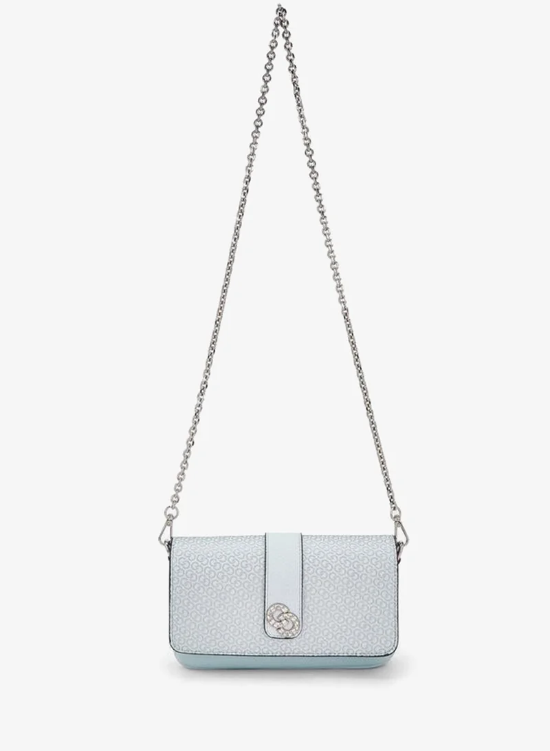 Celeste BLUE Monogram Print Crossbody Bag With Detachable Chain Strap for Women | Best Price UAE