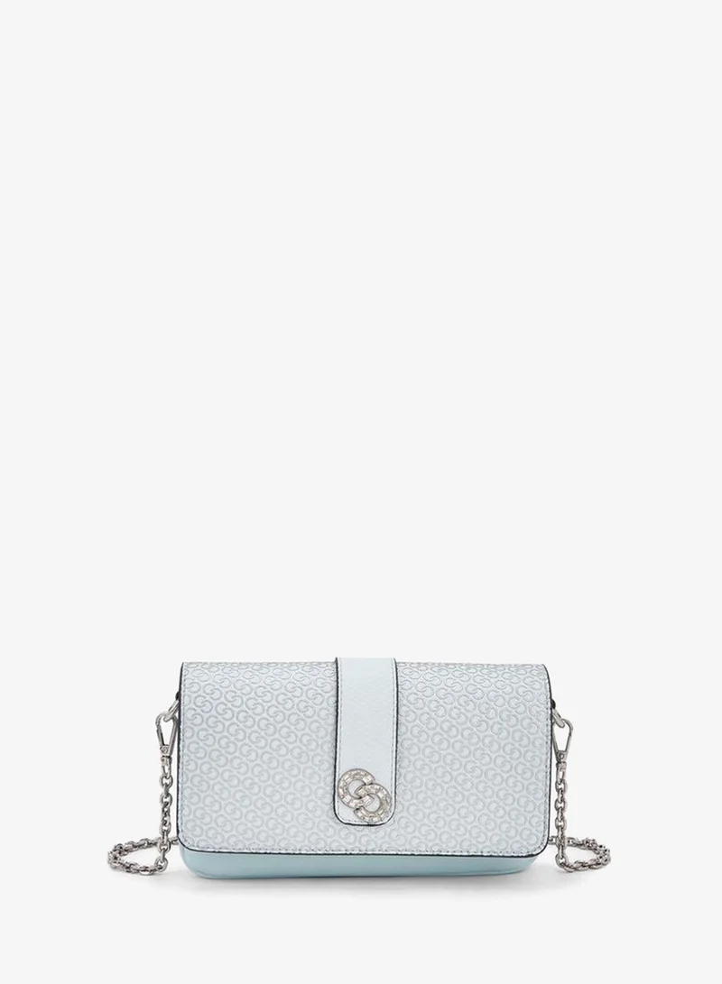 Monogram Print Crossbody Bag With Detachable Chain Strap