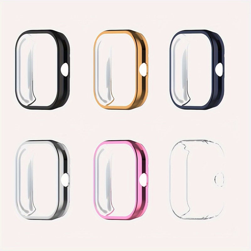 Pink Soft TPU Plated Bumper All Around Protective Case Screen Protector Compatible With Redmi Watch 4 Anti Scratch Cover - Image 1