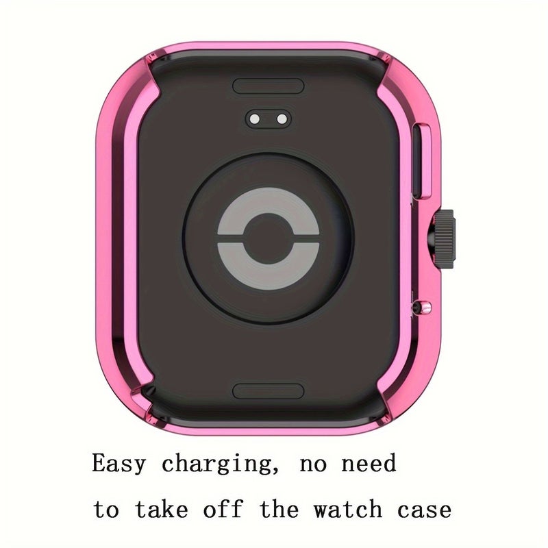 Pink Soft TPU Plated Bumper All Around Protective Case Screen Protector Compatible With Redmi Watch 4 Anti Scratch Cover - Image 4