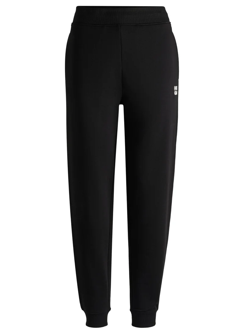 HUGO Cotton-terry tracksuit bottoms with stacked logo