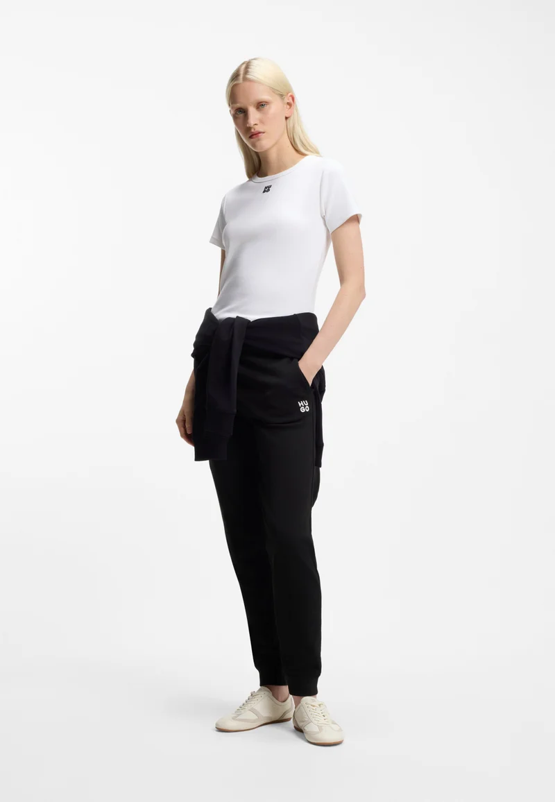 HUGO Black Cotton-terry tracksuit bottoms with embroidered logo for Women | Best Price UAE