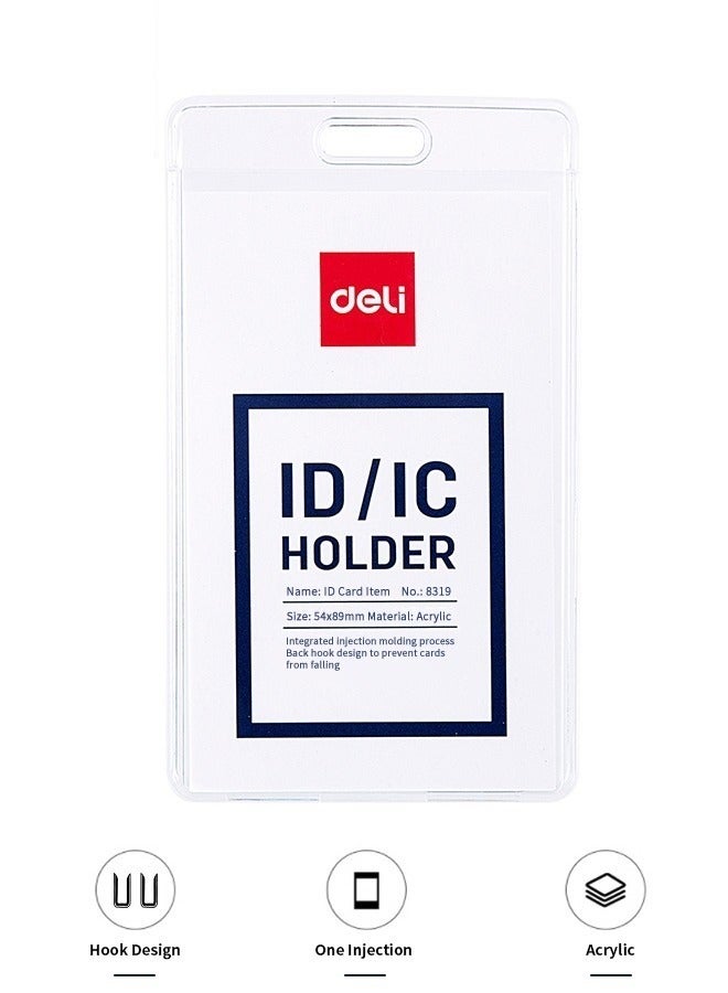 Generic ID/IC Card Holder Name Badge Vertical White With Transparent Case 89x54mm  - Image 2
