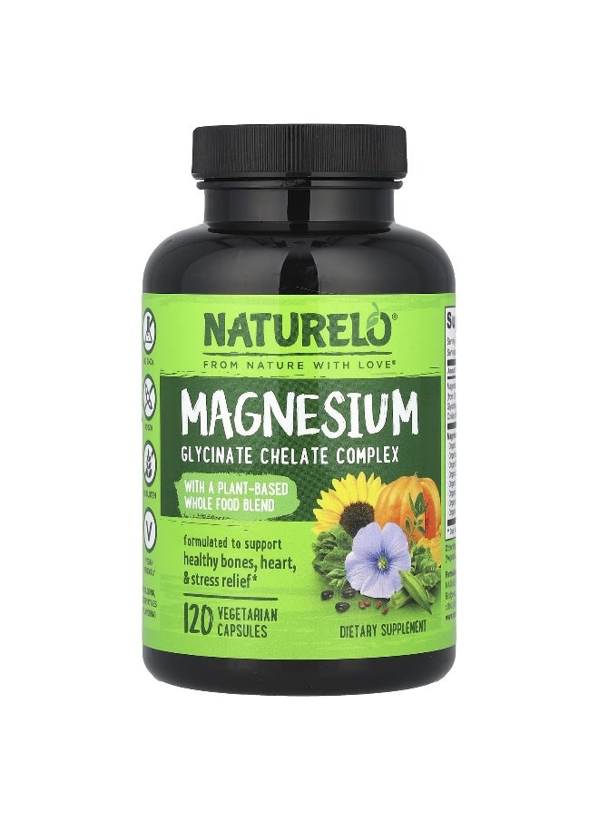NATURELO NATURELO, Magnesium Glycinate Chelate Complex, 120 Vegetarian Capsules 