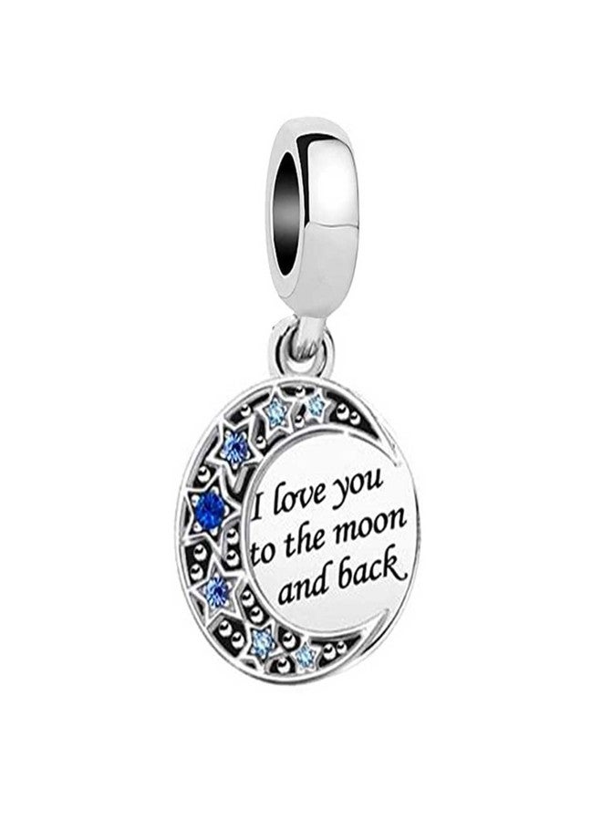 KunBead I Love You to the Moon and Back Blue Crystal Star Dangle Charms Compatible with Pandora Charm Bracelets for Women - Image 1