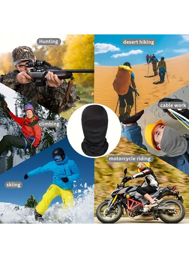 1pc Black Ski Balaclava Windproof Full Face Mask Adjustable Breathable For Motorcycle Snowboarding - Image 4