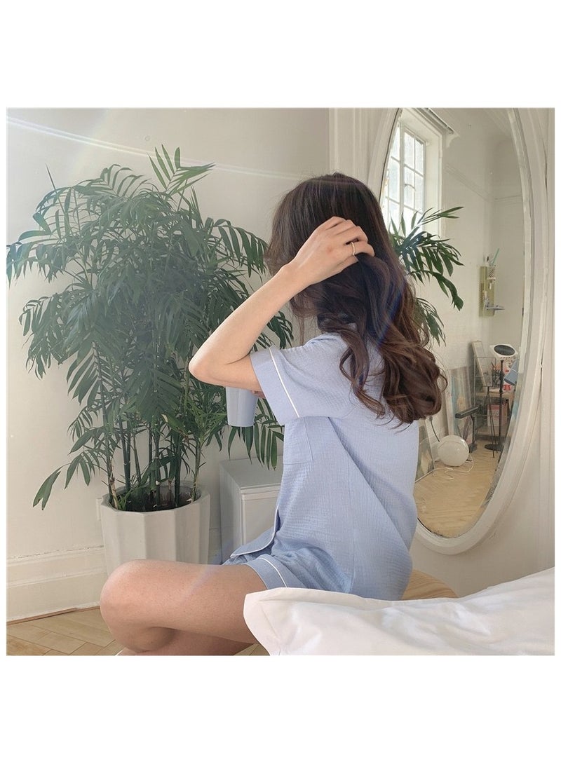 طقم بيجامات نسائي بأكمام قصيرة وأزرار ملابس نوم صيفية ناعمة للسيدات - Image 3