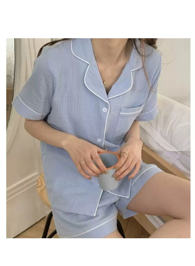 Women Pajamas Set Short Sleeve Sleepwear Button Down Nightwear Soft Summer Loungewear For Ladies - Image 1