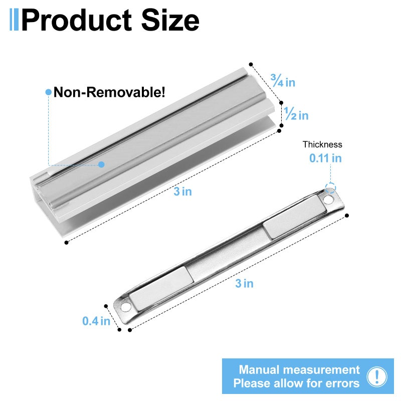 VYH 3" Shower Door Magnet - U Channel Door Frame with Metal Strike and Magnet for 1/8", 5/32", 3/16", and 1/4" Thick Swing Glass Shower Door Handles Strike Jamb - Image 2