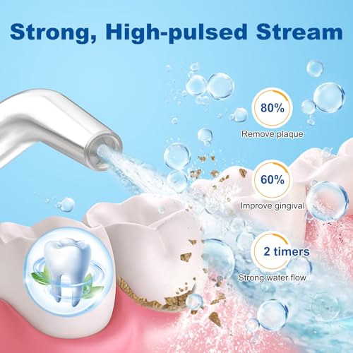 WellLeo Water Flosser for Teeth, 300ML Cordless Oral Irrigator Rechargeable Dental Flosser Picks with 5 Modes 5 Jet Tips,IPX7 Waterproof Teeth Cleaner for Braces Gum Care, Home Travel Use - Image 5