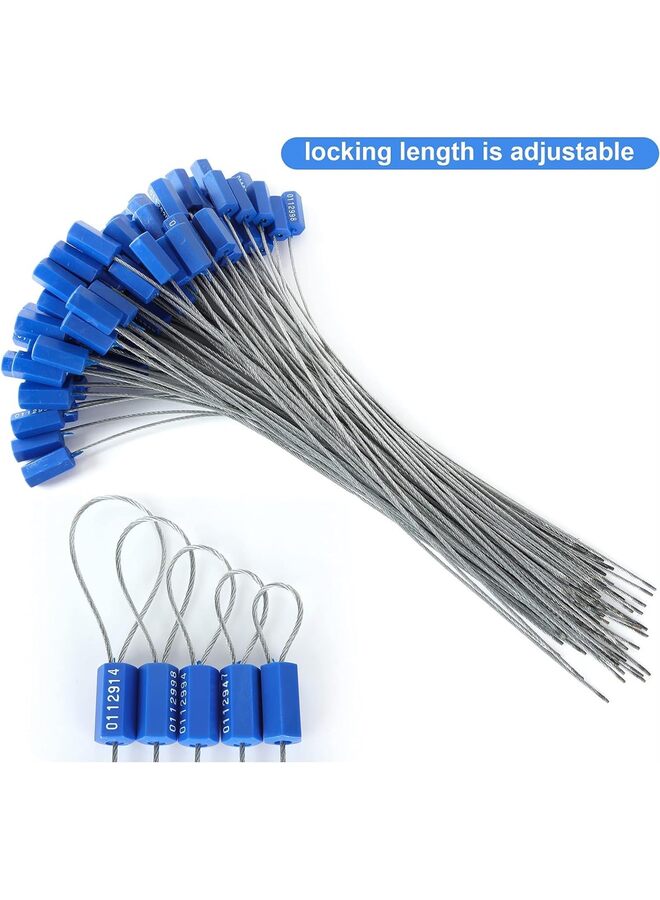 100 قطعة من أختام الكابلات الأمنية المرقمة المقاومة للعبث، أختام حاويات فولاذية زرقاء قابلة للسحب، أختام أسلاك، كابلات معدنية ذاتية القفل، لشحن حاويات الشاحنات - Image 4