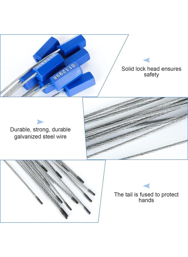 100 قطعة من أختام الكابلات الأمنية المرقمة المقاومة للعبث، أختام حاويات فولاذية زرقاء قابلة للسحب، أختام أسلاك، كابلات معدنية ذاتية القفل، لشحن حاويات الشاحنات - Image 3