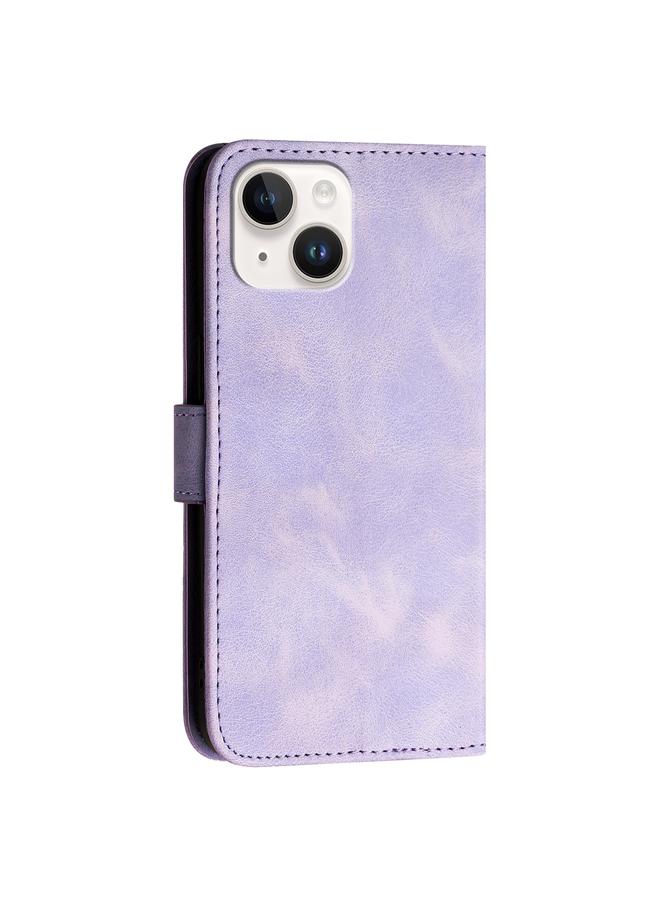 Zaboon Case For iPhone 13 mini YX0080 Grid Butterfly Embossed Pattern Flip Leather Phone Case with Lanyard - Image 3