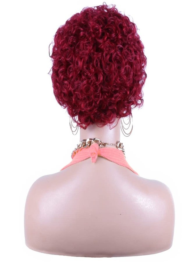 Profairsor 99J# Short Curly Lace Wigs Human Hair Pixie Cut Wig for Black Women 13x1 HD Transparent Pixie Cut Curly Lace Front Wigs Human Hair 150% Density Pre Plucked Glueless Wigs Burgundy - Image 5