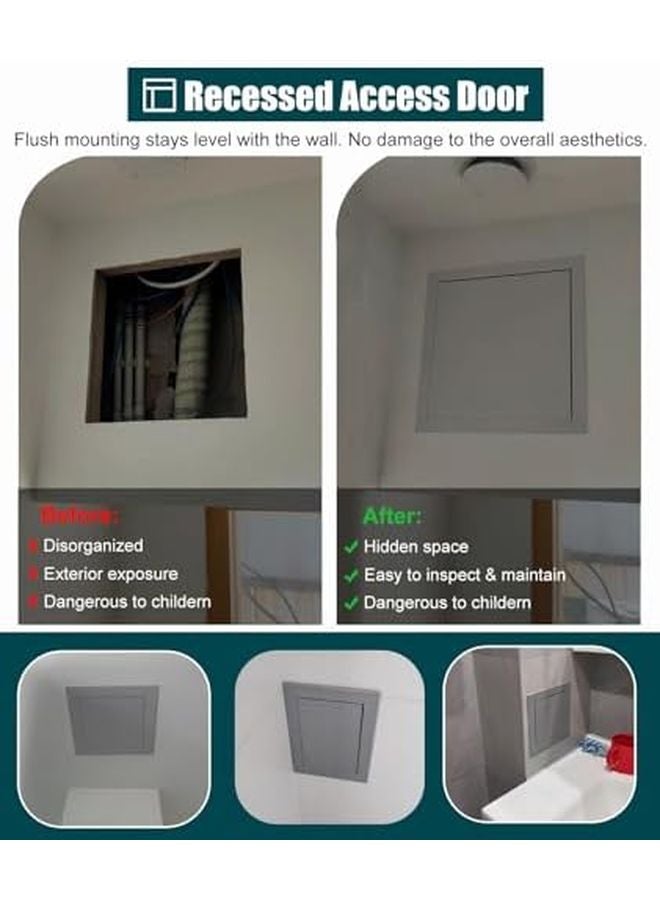 لوحة الوصول الرمادية للجدران الجافة مقاس 16 × 24 بوصة (40 × 60 سم) باب معدني مثبت بشكل مستو للسباكة في الجدار أو السقف - Image 3