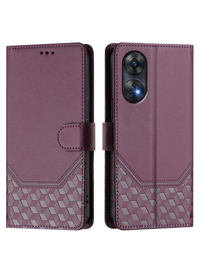 S-TOP Case For OPPO Reno8 T 4G Honeycomb Embossing RFID Leather Phone Case - Image 2