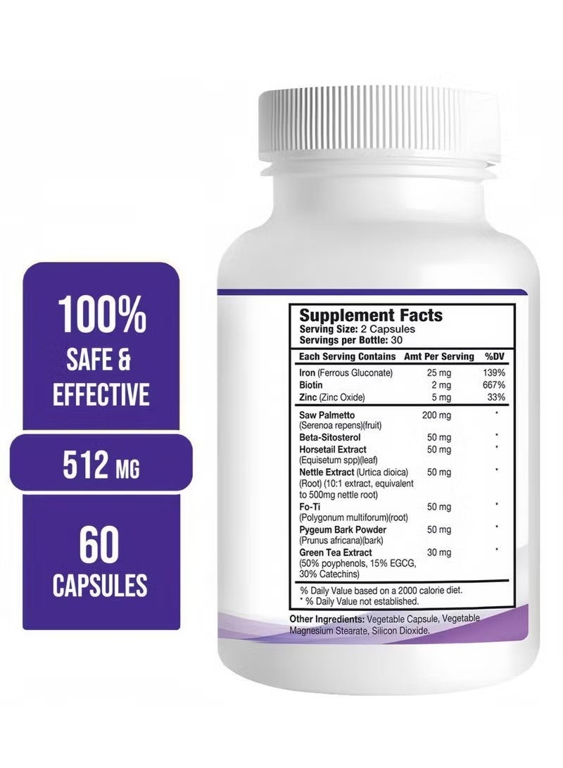 NH DHT Blocker Hair Growth Supplement | Prevents Hair Loss & Stimulates Follicles to Regrow Hair | 60 Capsules - Image 5
