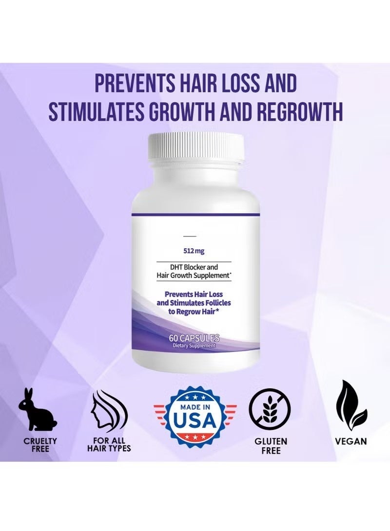 NH DHT Blocker Hair Growth Supplement | Prevents Hair Loss & Stimulates Follicles to Regrow Hair | 60 Capsules - Image 2