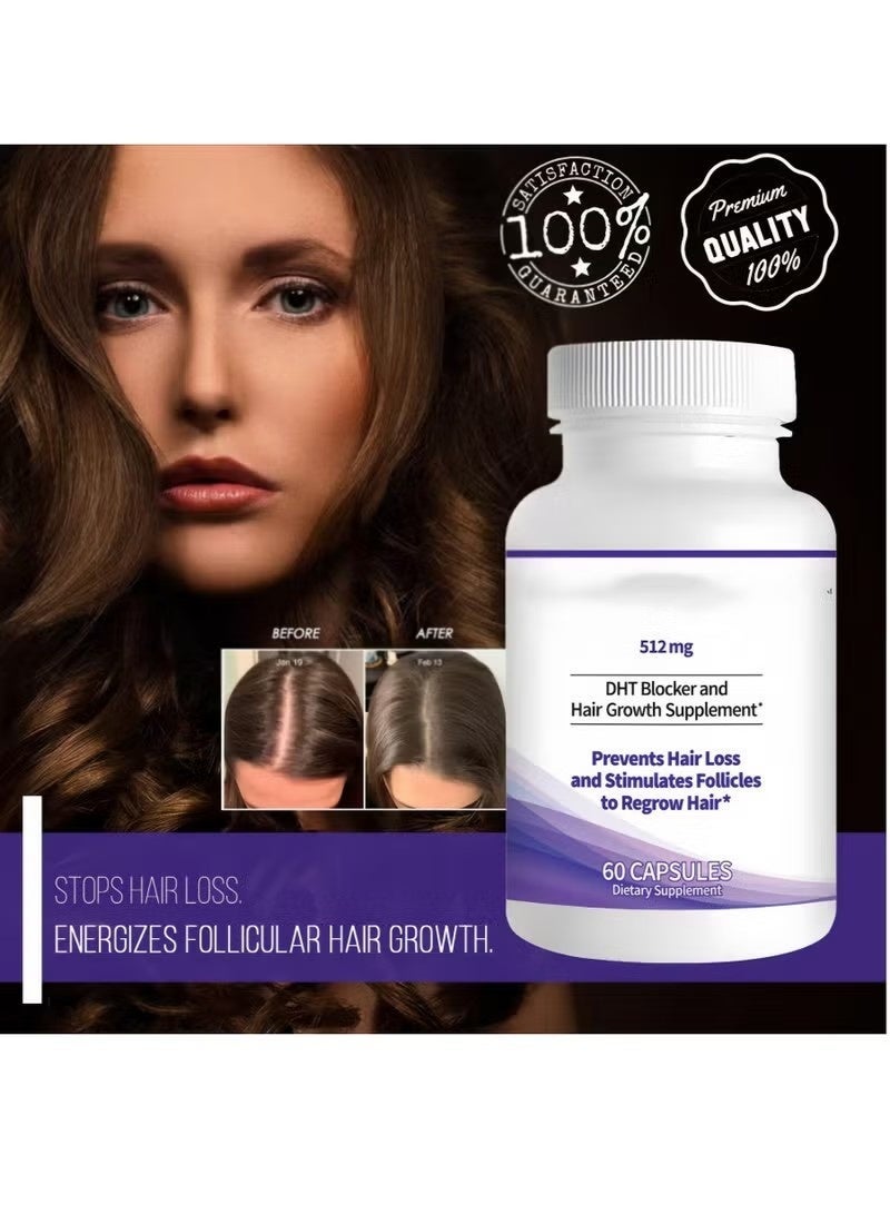 NH DHT Blocker Hair Growth Supplement | Prevents Hair Loss & Stimulates Follicles to Regrow Hair | 60 Capsules - Image 3