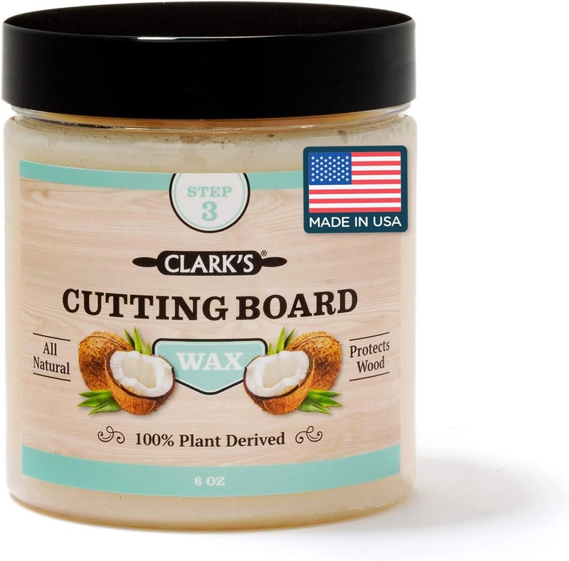 CLARKS Cutting Board Wax Food Grade  All Natural Butcher Block Conditioner for Wooden Kitchen Utensils  Food Grade Beeswax for Cutting Board  Made with Fractionated Coconut Oil  6oz