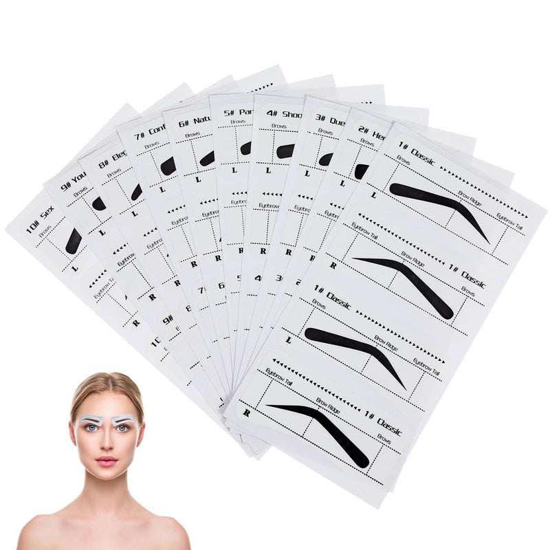 LALAFINA 10PCS Eyebrow Stencil 10 Styles Eyebrow Shaping Stickers Makeup Template for Precise Shaping and Beginners Makeup - Image 1