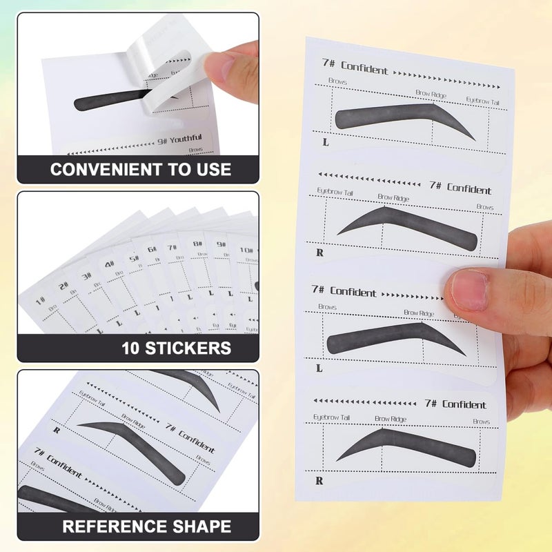 LALAFINA 10PCS Eyebrow Stencil 10 Styles Eyebrow Shaping Stickers Makeup Template for Precise Shaping and Beginners Makeup - Image 4