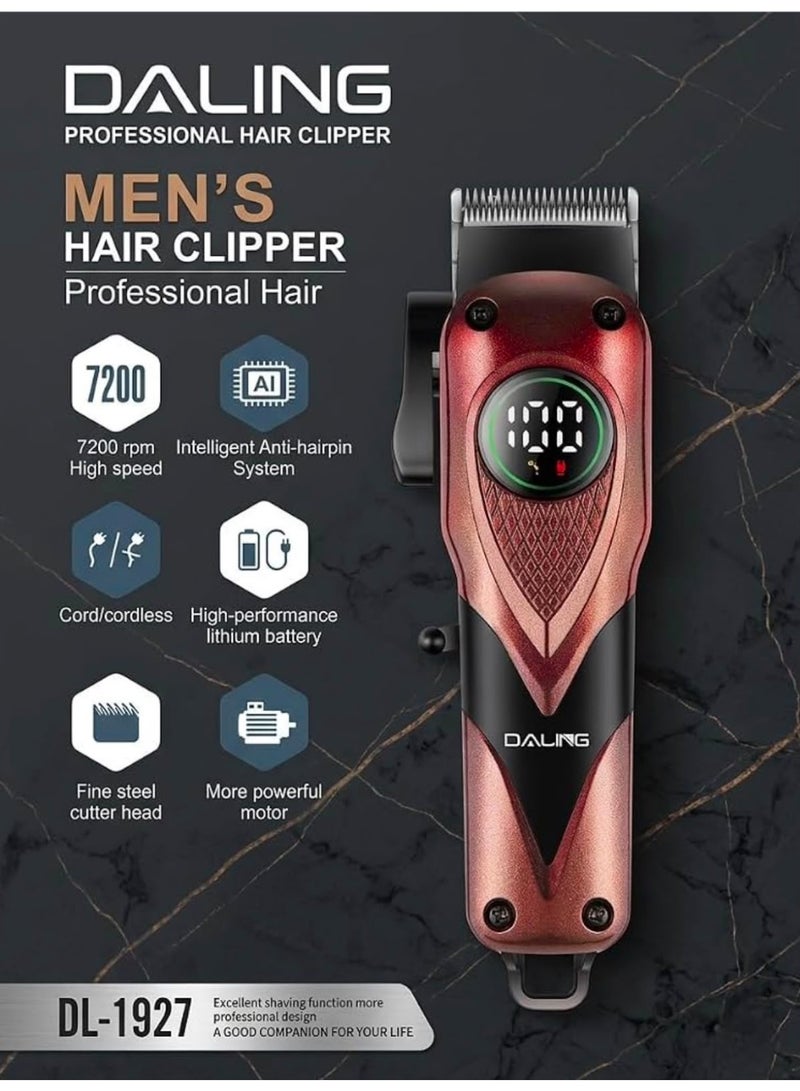 Daling DL-1927 Professional Men's Hair Clipper, 7200 RPM, Cord/Cordless, LED Display, Fine Steel Blade, DL-1927 - Image 2