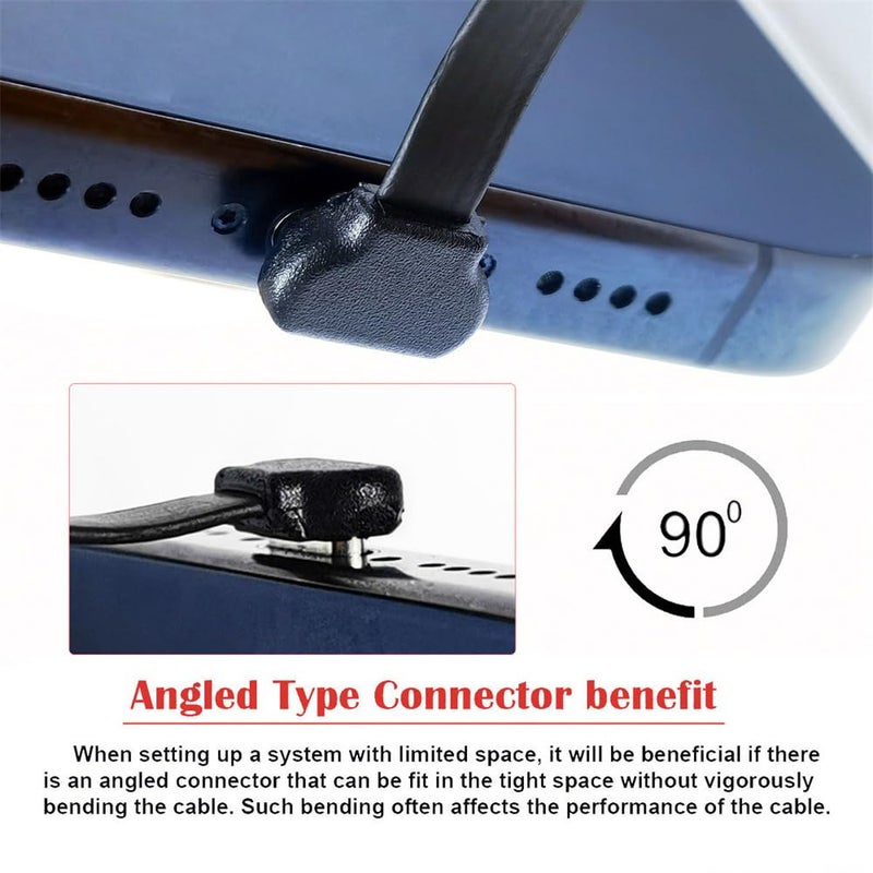 كابل بيانات قصير من بزاوية USB-C نوع C إلى USB-C، نحيف للغاية ومسطح، USB2.0، بقدرة 65 واط شحن سريع لأجهزة الكمبيوتر المحمول والأجهزة اللوحية والهواتف، قطعتان لكل لوت - Image 4