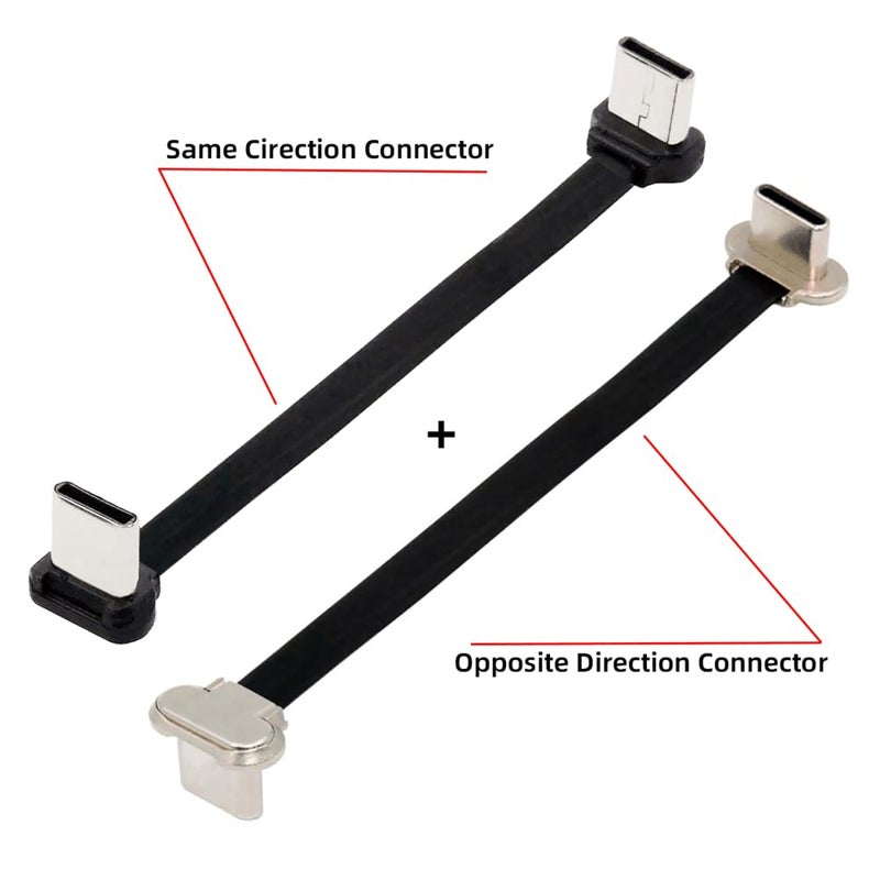 كابل بيانات قصير من بزاوية USB-C نوع C إلى USB-C، نحيف للغاية ومسطح، USB2.0، بقدرة 65 واط شحن سريع لأجهزة الكمبيوتر المحمول والأجهزة اللوحية والهواتف، قطعتان لكل لوت - Image 2