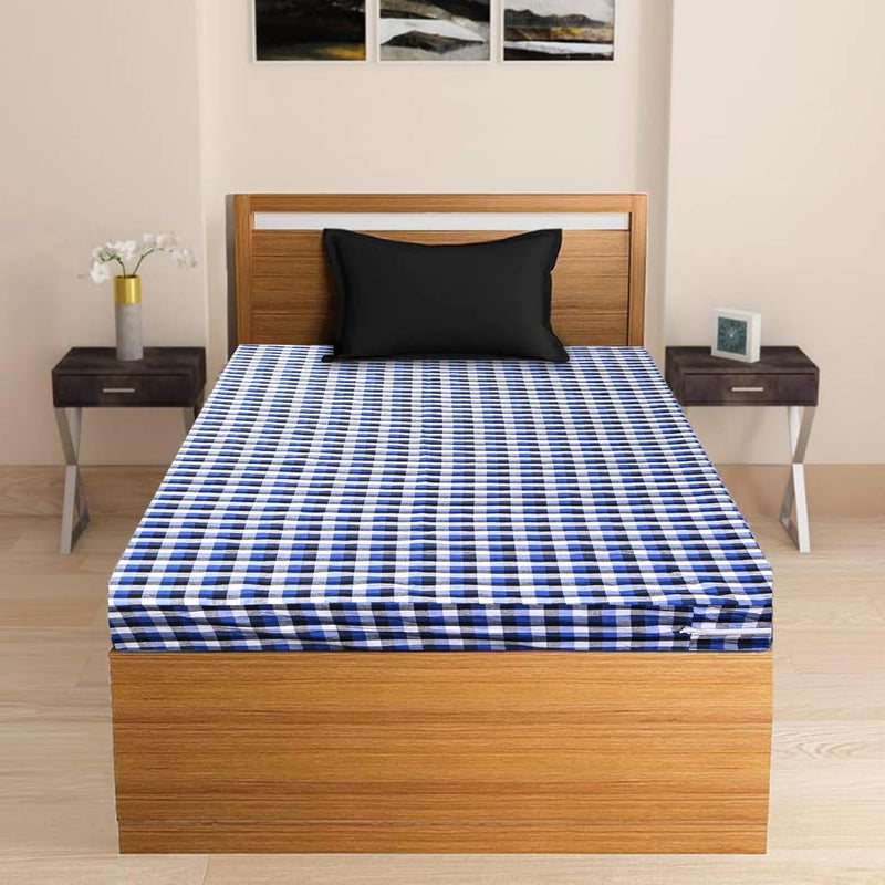 Cambik Cambik Premium Cotton Full Mattress Cover with Zipper Chain Breathable and Hypoallergenic Fitted Bed Mattresses Protector Provides All Around Protection 6 Inch Depth 36x75 Inch Pack of 1 Blue  - Image 1