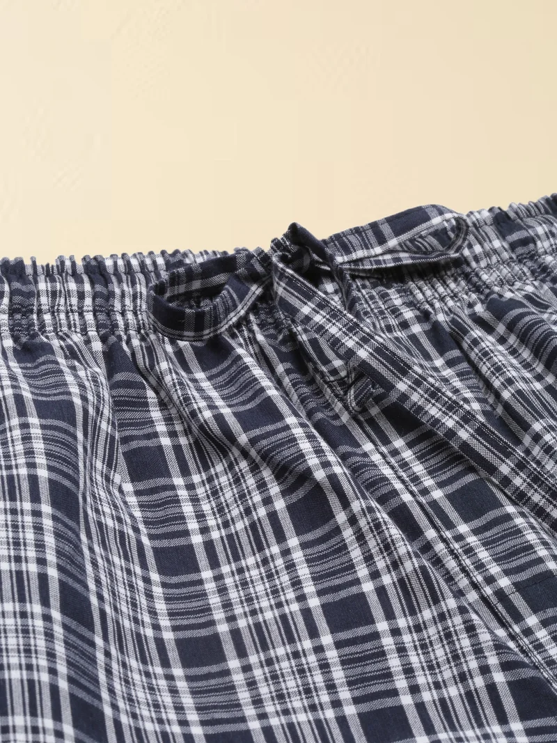 جوفن شورت رجالي كاروهات كحلي وأبيض