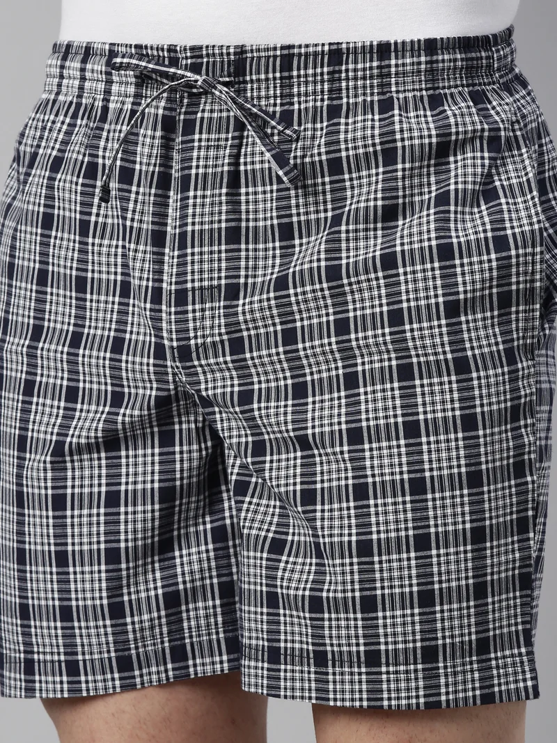 جوفن شورت رجالي كاروهات كحلي وأبيض