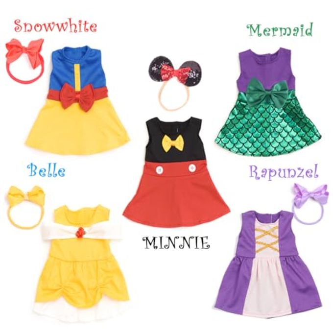 sweet dolly Baby Doll Accessories, 5 Doll Clothes, Mermaid Princess Dresses Outfits for 15 Inch to 18 Inch Dolls, 15 Inch Baby Dolls, 9PCs in Total Doll Clothes and Accessories - Image 3