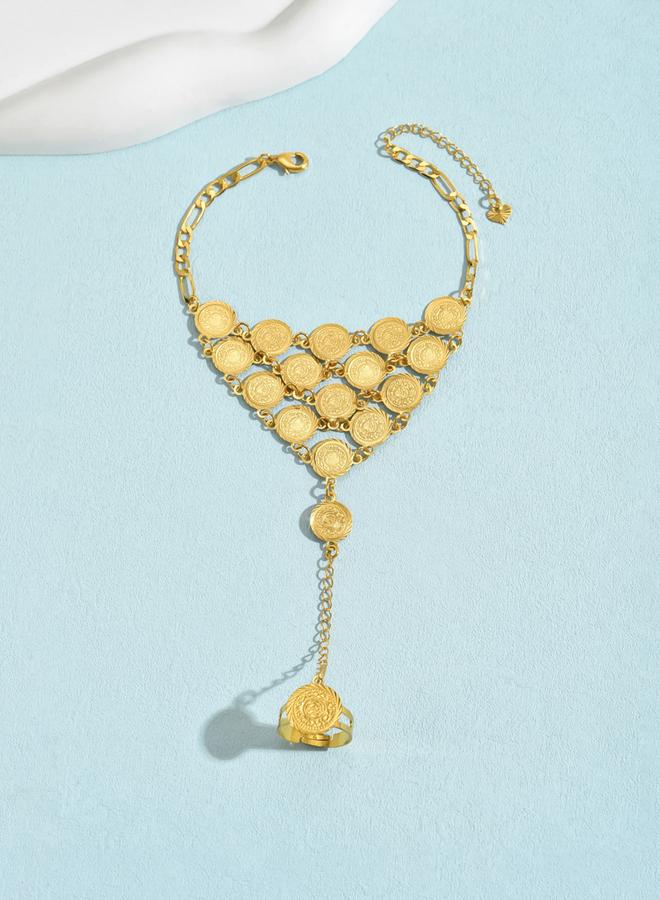 تايك تو سوار يد مزين بخاتم وعملة ذهبية - Image 5