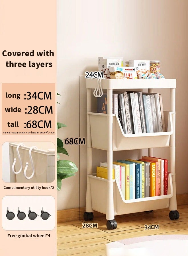 GUDOO رف كتب للأطفال بثلاثة طبقات، قوي ومتين، مثالي لغرفة المعيشة أو المكتب المنزلي أو غرفة النوم. - Image 4