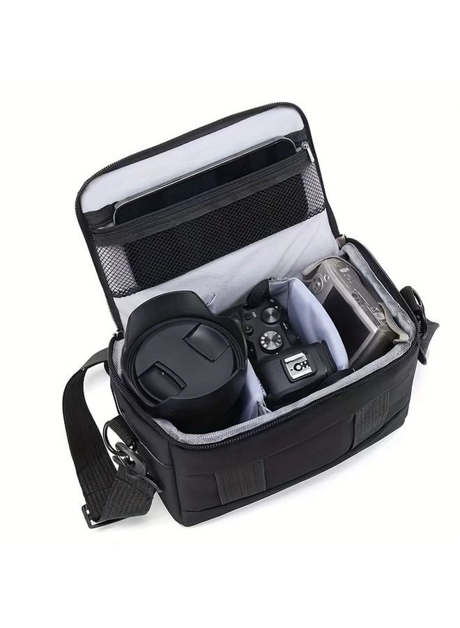 حقيبة كاميرا سوداء متينة من النايلون للكاميرات ذات العدسة الأحادية العاكسة والكاميرات غير ذات العدسة، بحزام قابل للتعديل - Image 2