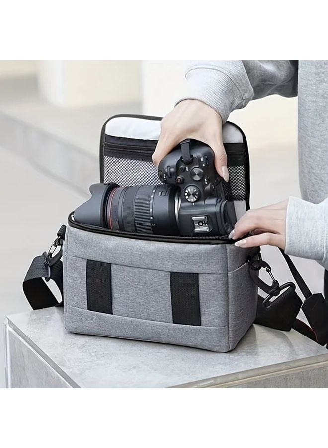 حقيبة كاميرا سوداء متينة من النايلون للكاميرات ذات العدسة الأحادية العاكسة والكاميرات غير ذات العدسة، بحزام قابل للتعديل - Image 4