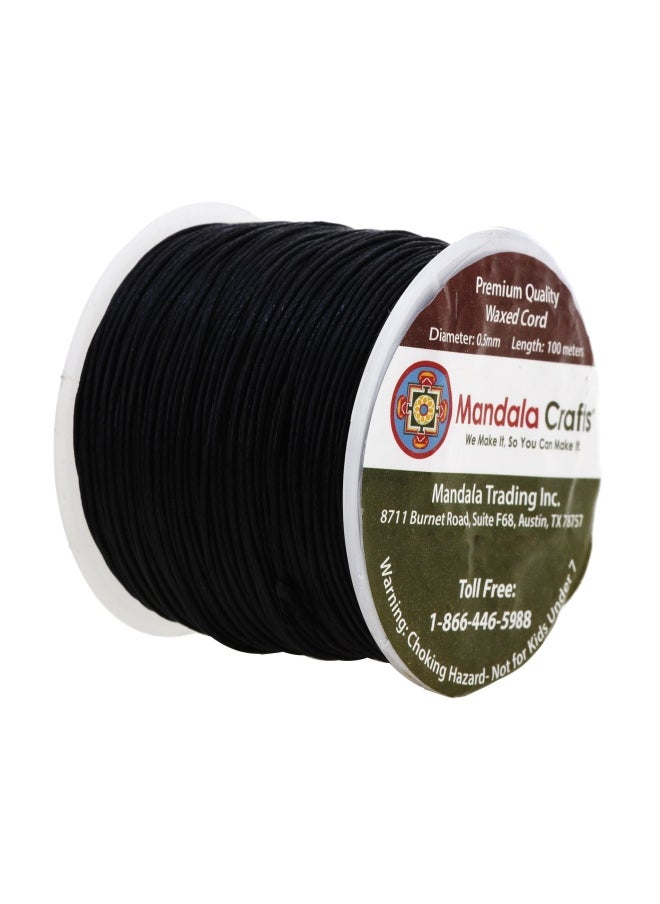 Mandala Crafts Black 0.5Mm Waxed Cord For Jewelry Making 109 Yds Black Waxed Cotton Cord For Jewelry String Bracelet Cord Wax Cord Necklace String  - Image 2