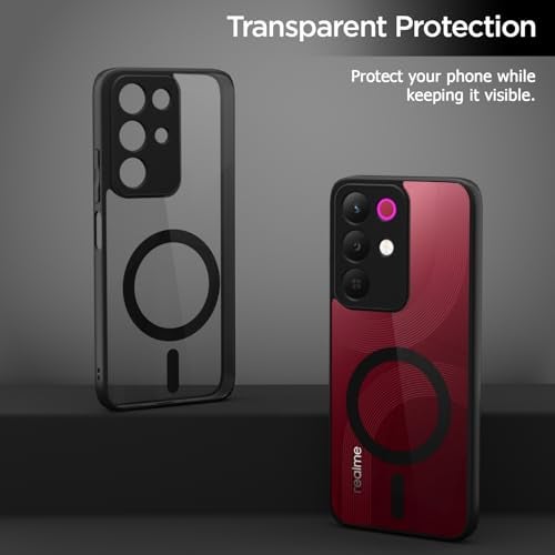 Pikkme Back Cover for Realme Narzo 90X 5G / Realme C85 5G / Realme 15X 5G Compatible with Mag-Safe | Shockproof Design | Hard Transparent Back Case (Black Mag-Safe) - Image 4