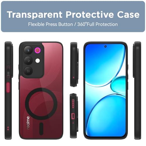 Pikkme Back Cover for Realme Narzo 90X 5G / Realme C85 5G / Realme 15X 5G Compatible with Mag-Safe | Shockproof Design | Hard Transparent Back Case (Black Mag-Safe) - Image 2
