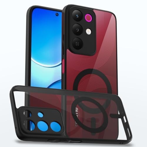Pikkme Back Cover for Realme Narzo 90X 5G / Realme C85 5G / Realme 15X 5G Compatible with Mag-Safe | Shockproof Design | Hard Transparent Back Case (Black Mag-Safe) - Image 1