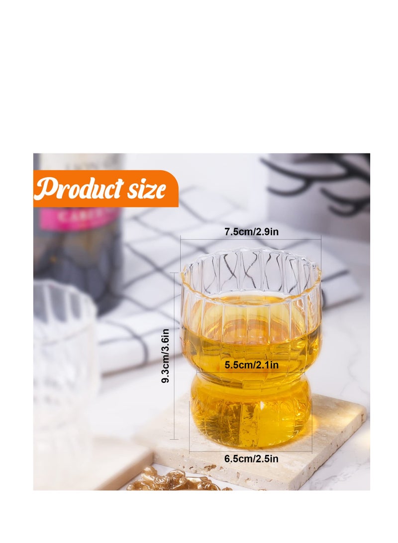 Water Glasses Drinking Cups Set, 2 Pcs 300ml Ripple Glassware Sets,  Origami Ribbed Glass Cup, for Juice Coffee Beverages, Refreshments, Glassware Set for Parties, Restaurants, Home - Image 5