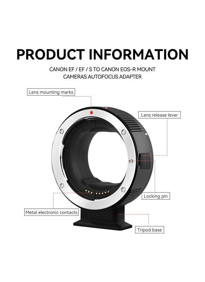 7artisans - EF-EOS R Lens Adapter Auto-Focus Lens Speedbooster Converter Ring Compatible for Canon EF/EF-R Lens and Canon EOS R-Mount Camera for Canon EOS R, RP, R3, R5, R6, R7, R10 - Image 1