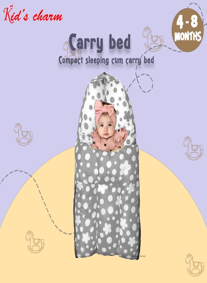 Kid's Charm سرير أطفال قطني متعدد الاستخدامات 3 في 1 من كيدز تشارم كلوفر ميجا، قابل للطي، مع كيس نوم مطبوع للأطفال - سرير أطفال - سهل الحمل، خفيف الوزن، مناسب للجنسين، مناسب للأطفال حديثي الولادة من عمر 4 إلى 8 أشهر (رمادي) - Image 2