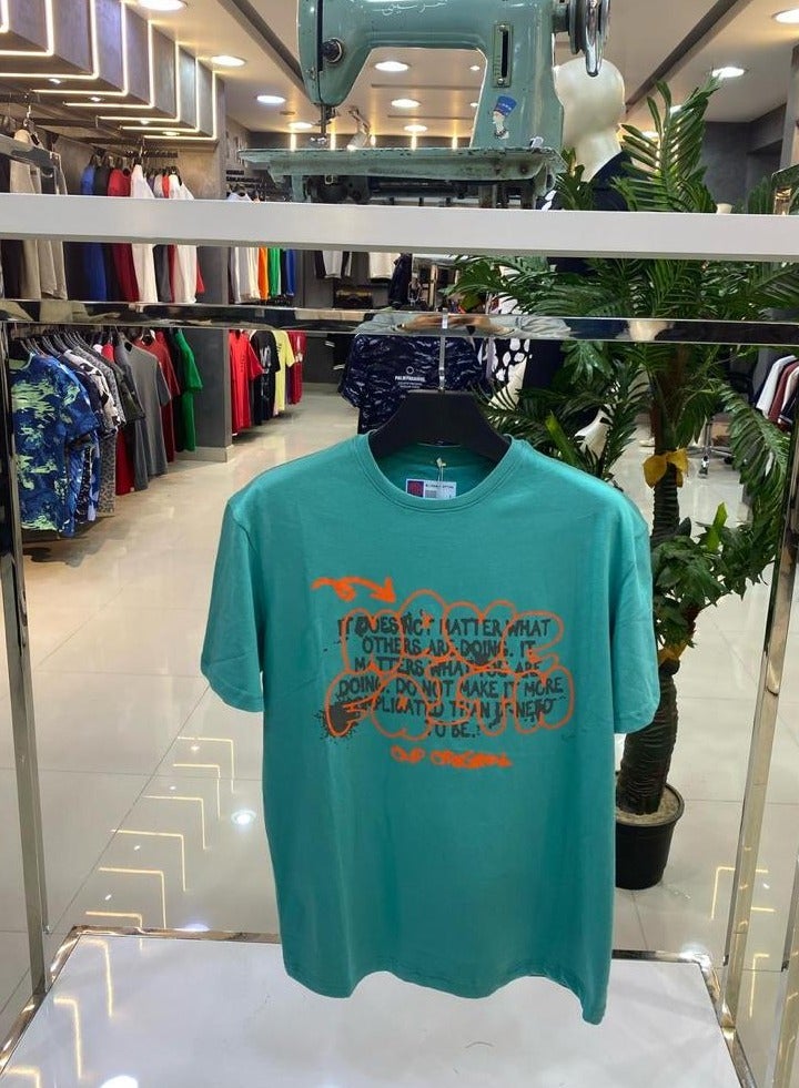 BLUE MAX COTTON Men's Round T-shirt printed - Image 1