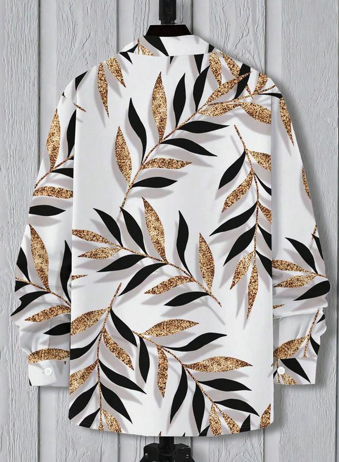 تايك تو قميص بأزرار وأكمام طويلة بطبعة جرافيك - Image 2